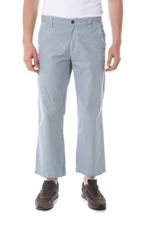 Chic Light Blue Fisherman Trousers with Logo