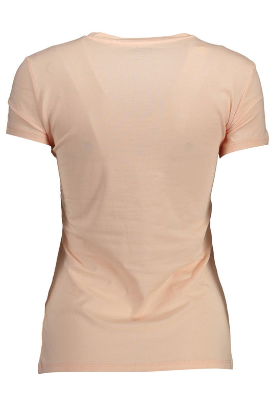 Chic Pink V-Neck Tee with Iridescent Detail