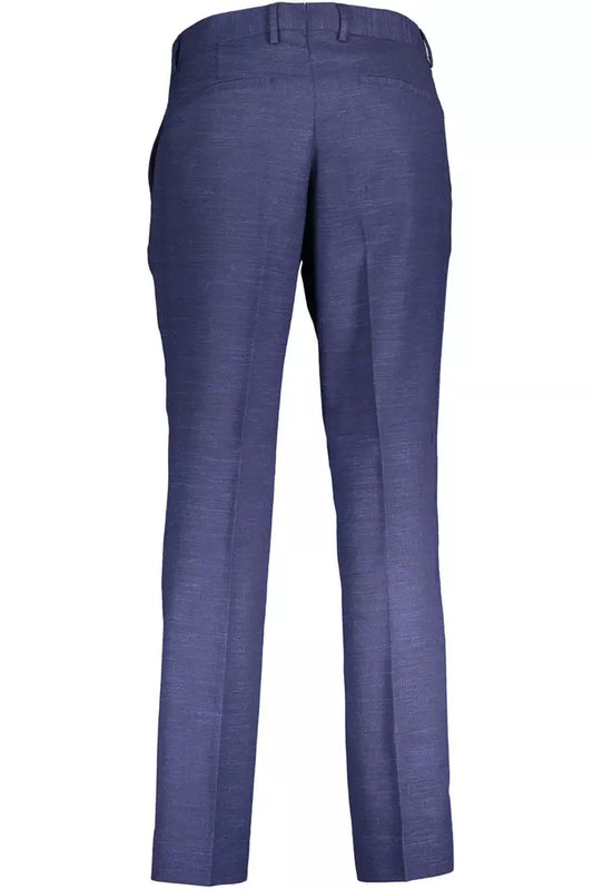 Chic Blue Trousers with Elegant Weave