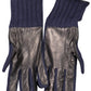 Elegant Blue Woolen Gloves with Logo Detail