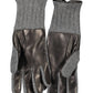 Chic Gray Wool Gloves with Logo Detail