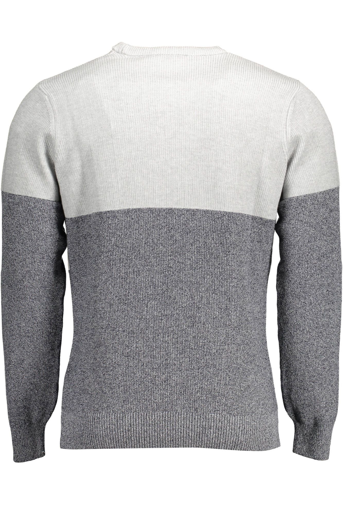 Chic Gray Contrast Detail Round Neck Sweater