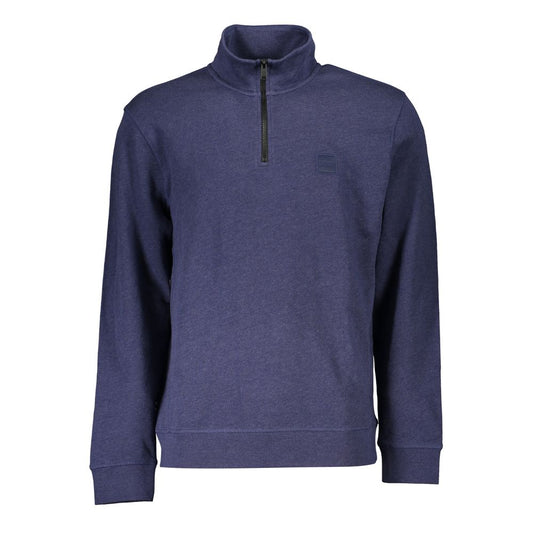 Elegant Half Zip Blue Organic Sweatshirt