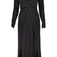 Black Viscose Long Dress with Rhinestone Details