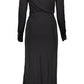 Black Viscose Long Dress with Rhinestone Details