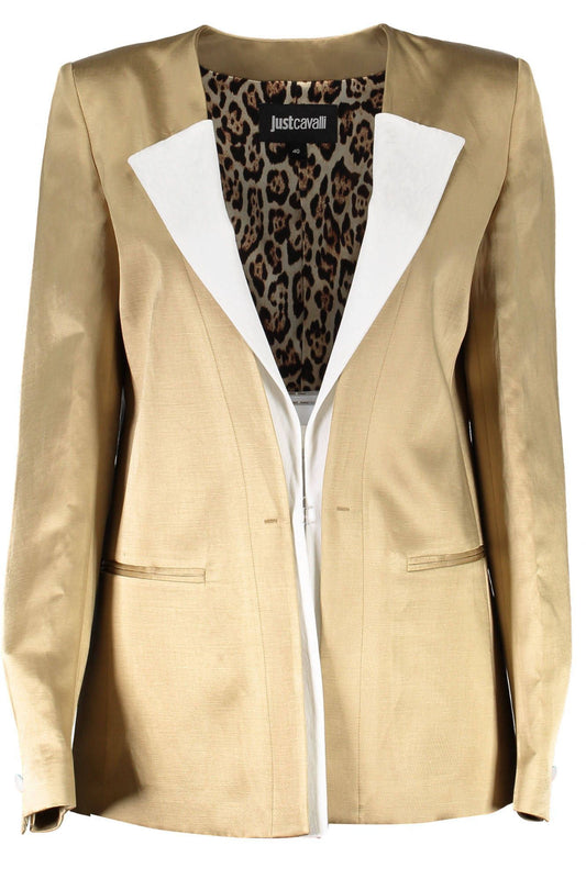 Elegant Long Sleeve Gold Linen Jacket
