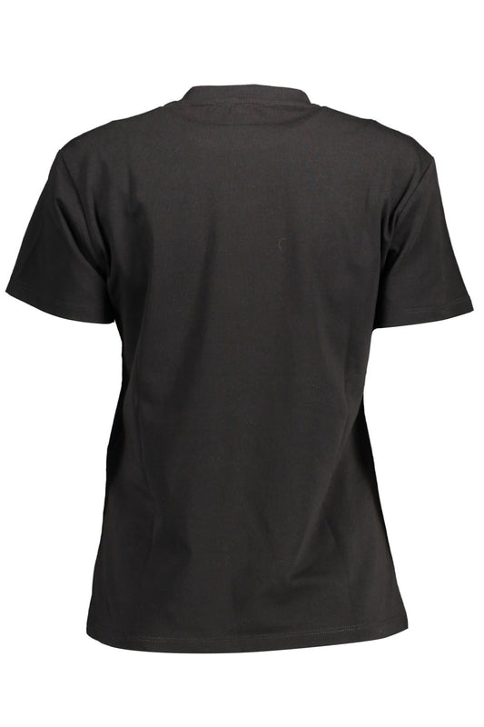 Chic Black Cotton Tee with Exquisite Detailing