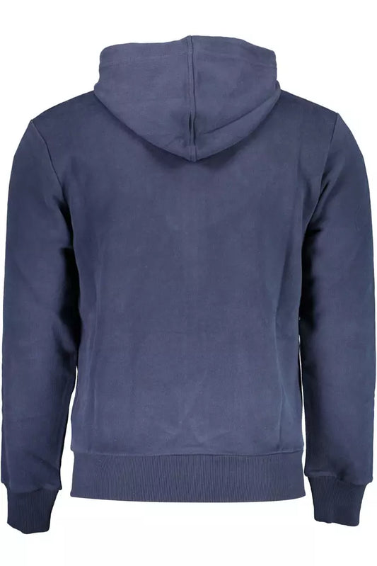 Elegant Blue Hooded Zip Sweater