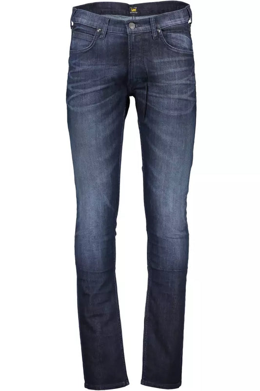 Chic Faded Blue Cotton Blend Jeans