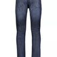Chic Faded Blue Cotton Blend Jeans