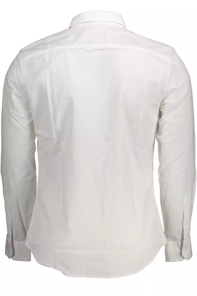 Elegant White Slim-Fit Button-Down Shirt