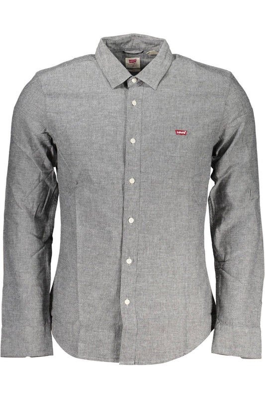 Sleek Gray Italian Collared Slim Shirt
