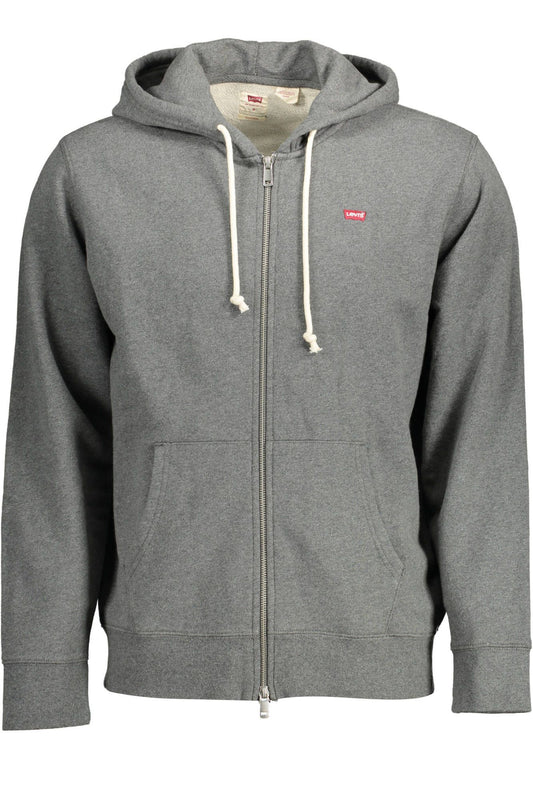 Chic Gray Hooded Sweatshirt with Zip Detail