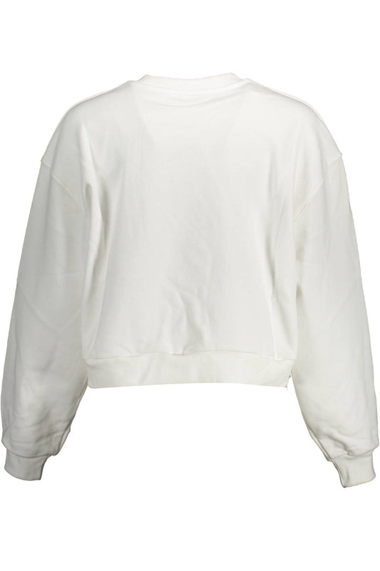 Chic White Cotton Round Neck Sweater