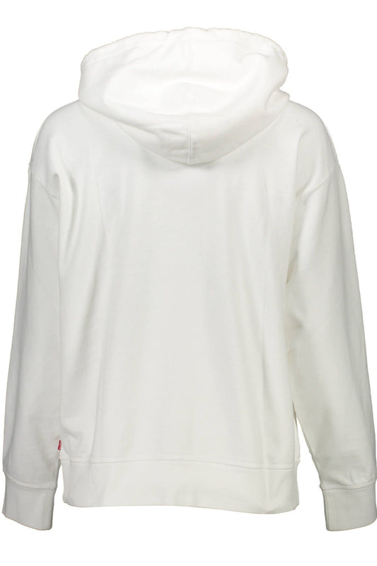 Chic White Cotton Hooded Sweatshirt With Logo