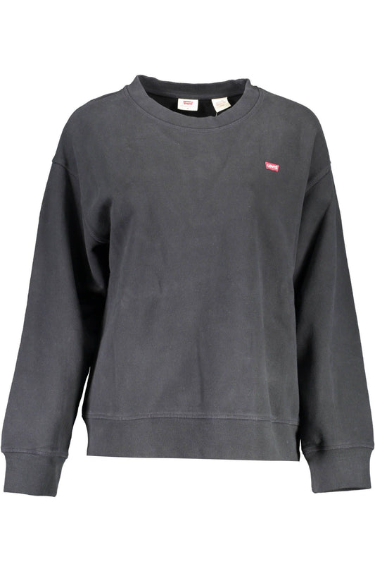 Chic Black Cotton Long-Sleeved Sweatshirt