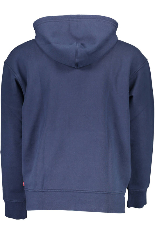 Classic Blue Cotton Hoodie with Logo Print