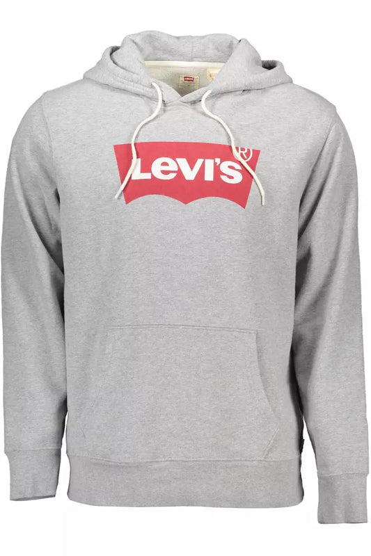 Chic Gray Cotton Hoodie with Logo Print
