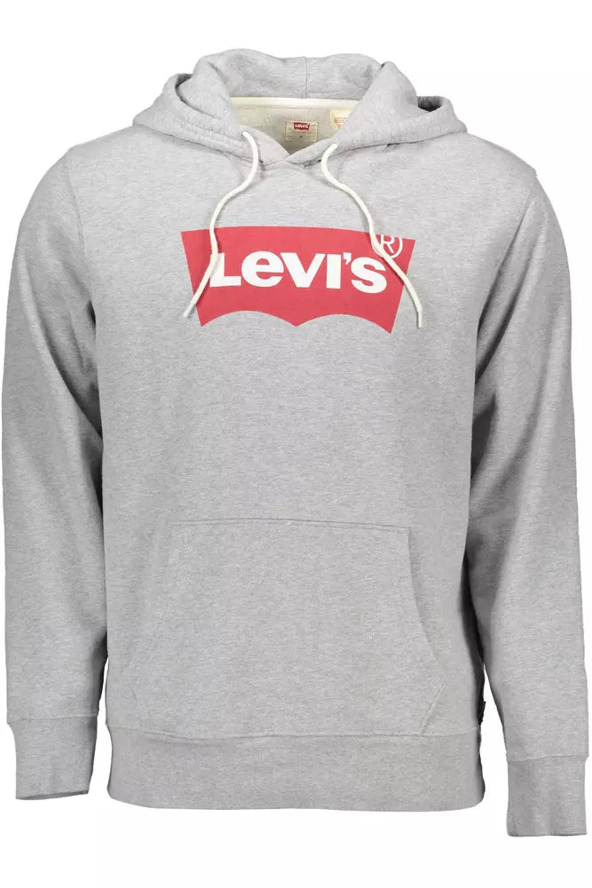 Chic Gray Cotton Hoodie with Logo Print