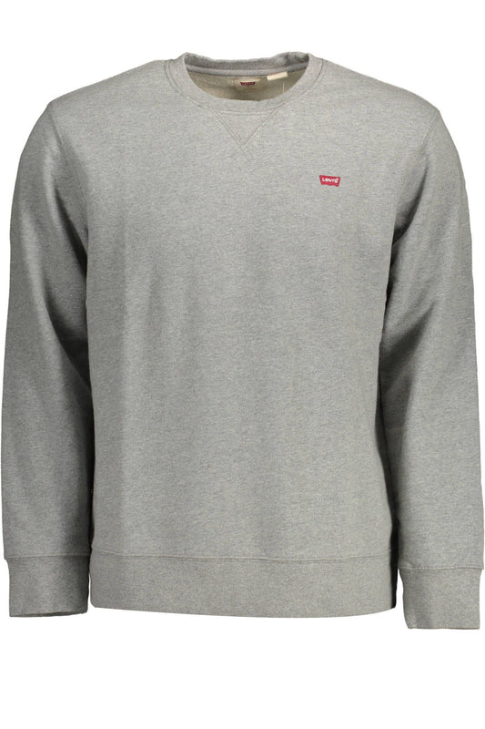 Chic Gray Cotton Sweater with Iconic Logo