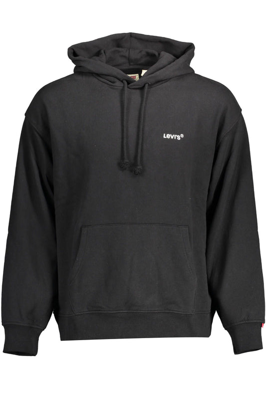 Sleek Black Hooded Sweatshirt with Embroidery