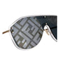 Fendi Men's Blue Lens Classic Gold Silver Monogram Sunglasses