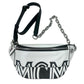 Black White Contrast Leather Mini Crossbody Chain Bag