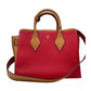 MCM Red Milano Ruby Leather Medium Tote Shoulder Bag