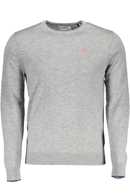 Elegant Gray Woolen Sweater with Logo