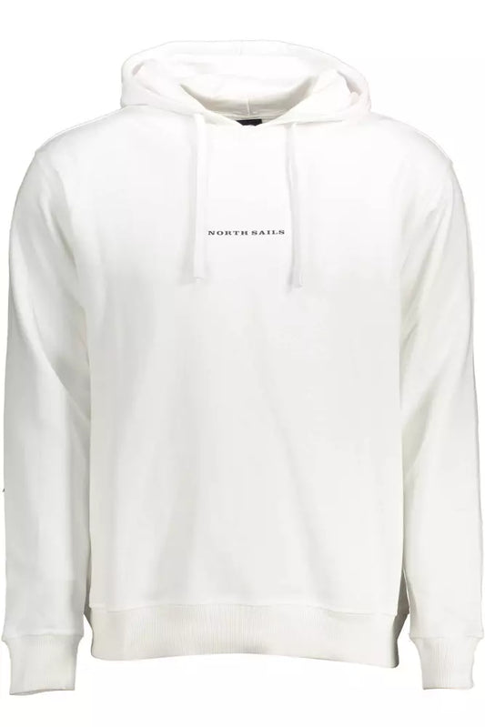 Sleek White Cotton Hooded Sweatshirt
