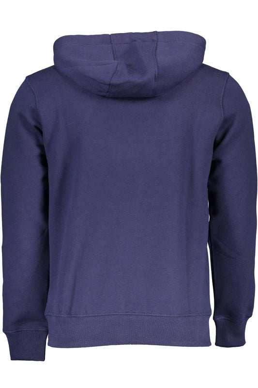 Chic Blue Hooded Sweatshirt with Central Pocket