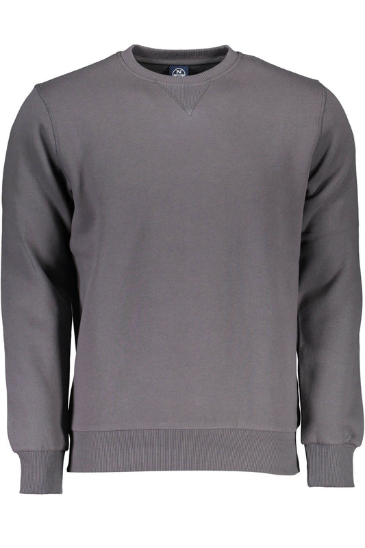 Chic Gray Cotton Sweater with Logo Detail