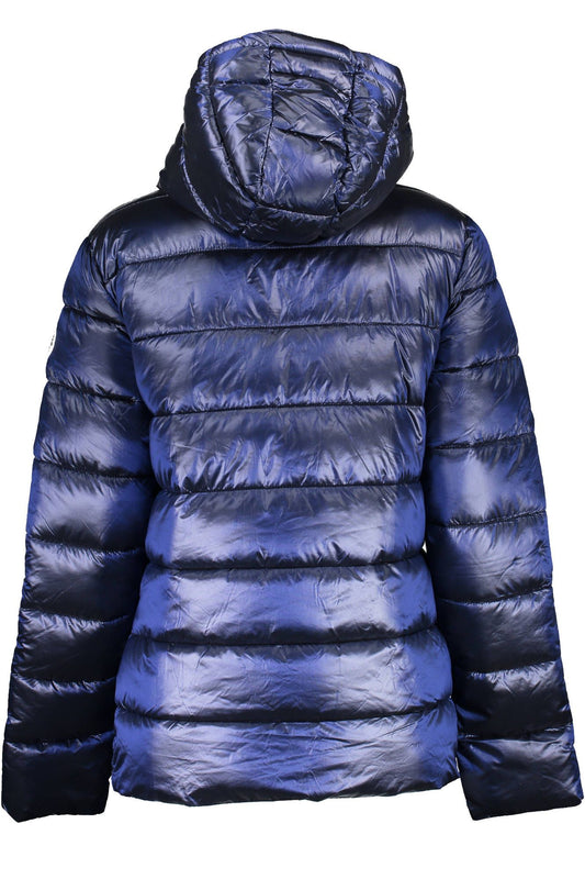 Chic Blue Long-Sleeve Hooded Jacket