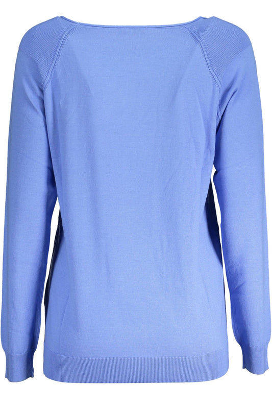 Eco-Chic Light Blue Sweater with Contrasting Accents