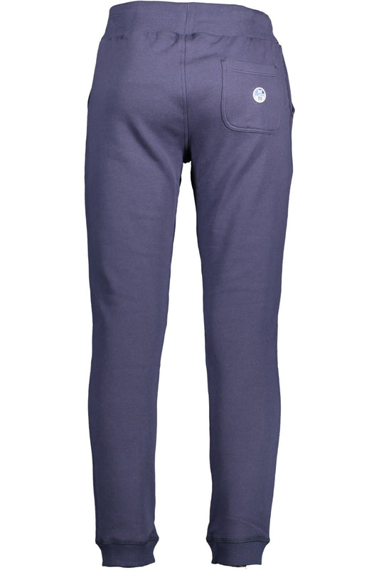 Chic Blue Cotton Sports Trousers with Lace Waist