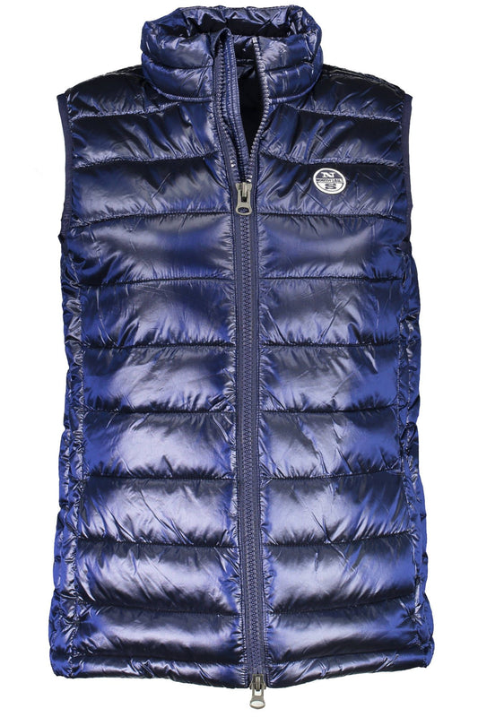 Sleek Sleeveless Blue Polyamide Jacket