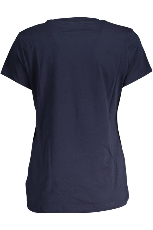 Chic Blue Organic Cotton Tee with Signature Embroidery