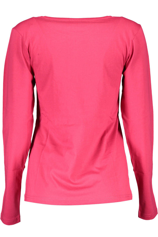 Chic Pink Round Neck Long Sleeve Tee