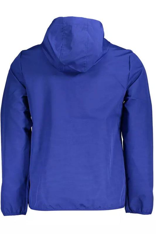 Elegant Blue Soft Shell Hooded Jacket