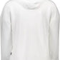 Sleek White Hooded Sweatshirt with Bold Prints