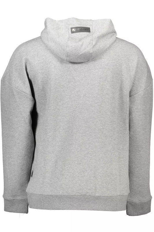 Sleek Gray Hooded Sweatshirt with Contrasting Details