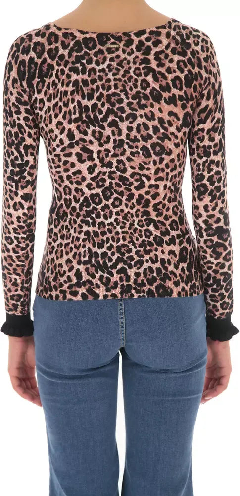 Leopard Charm Wide Neck Sweater