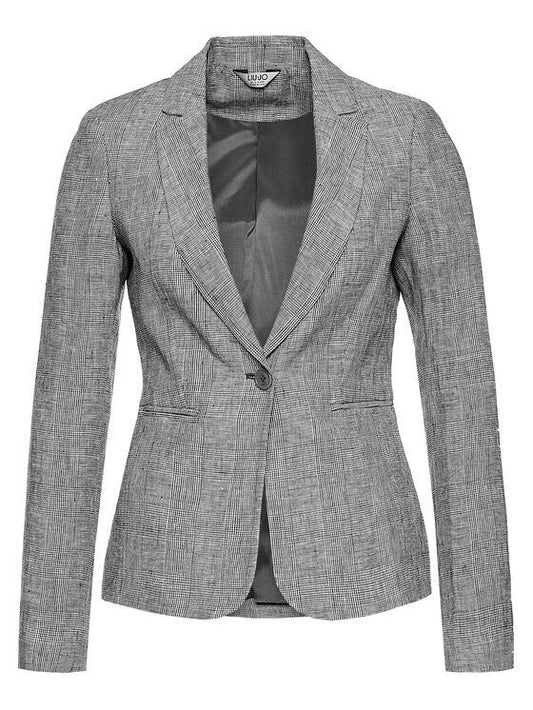 Chic Check Pattern Linen Jacket