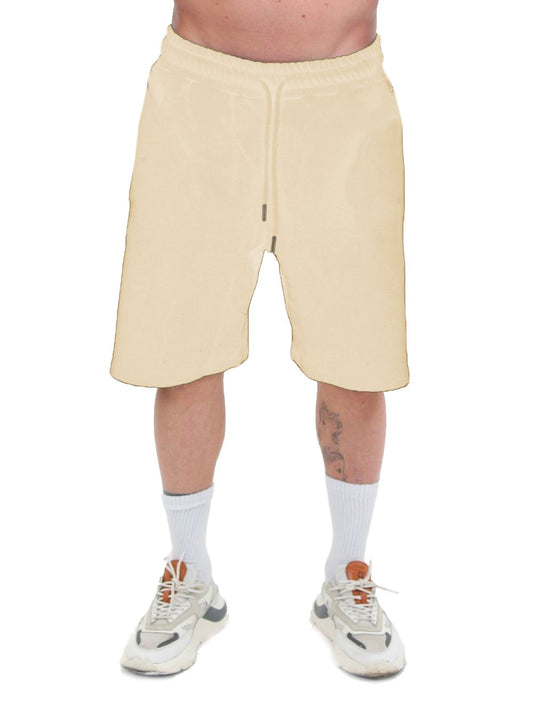 Beige Stretch Cotton Bermuda Shorts with Side Logo