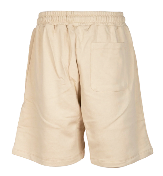 Beige Cotton Bermuda Shorts with Logo Print