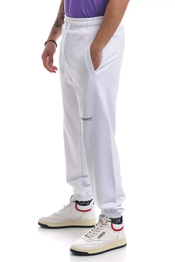 Elegant White Stretch Cotton Trousers with Drawstring