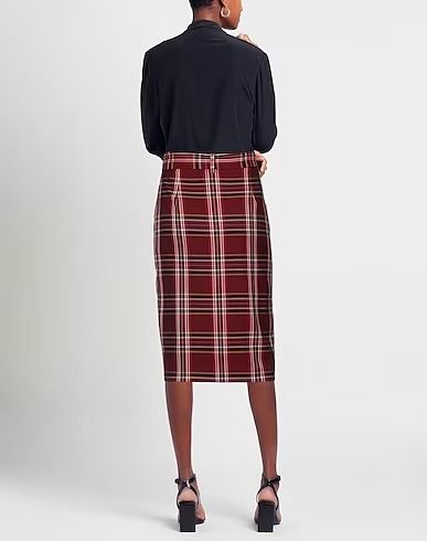 Chic Plaid Belted Midi Sheath Skirt