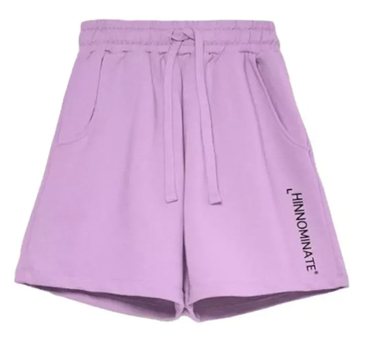 Elegant Purple Bermuda Shorts with Logo Print
