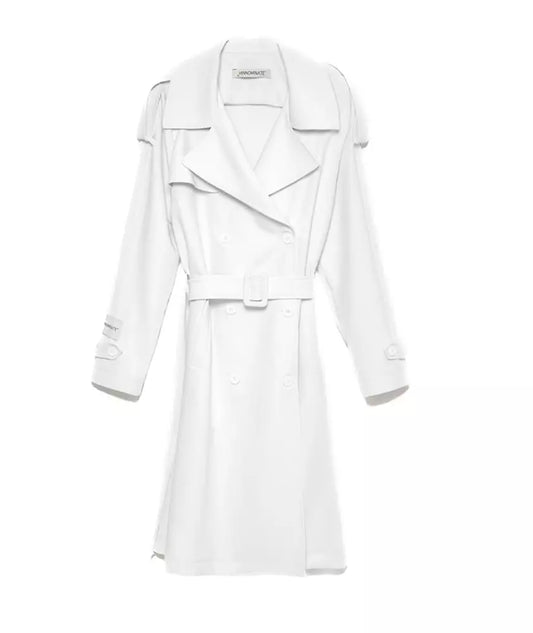 Chic Double-Breasted White Trench Coat