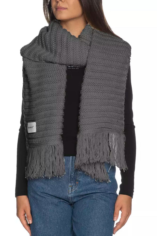 Chic Long Knit Scarf with Fringes